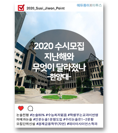 [2020 수시] 경쟁률 높은 한양대 논술전형, 논술 비중 더 높였다