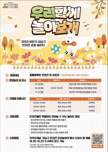 강남구 반려견 순회놀이터에서 우리 함께 놀아보개