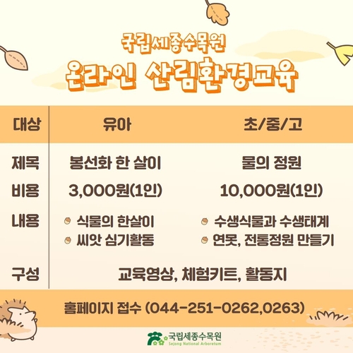 지속가능한 산림환경교육, 2023 국립세종수목원 온라인 교육 운영